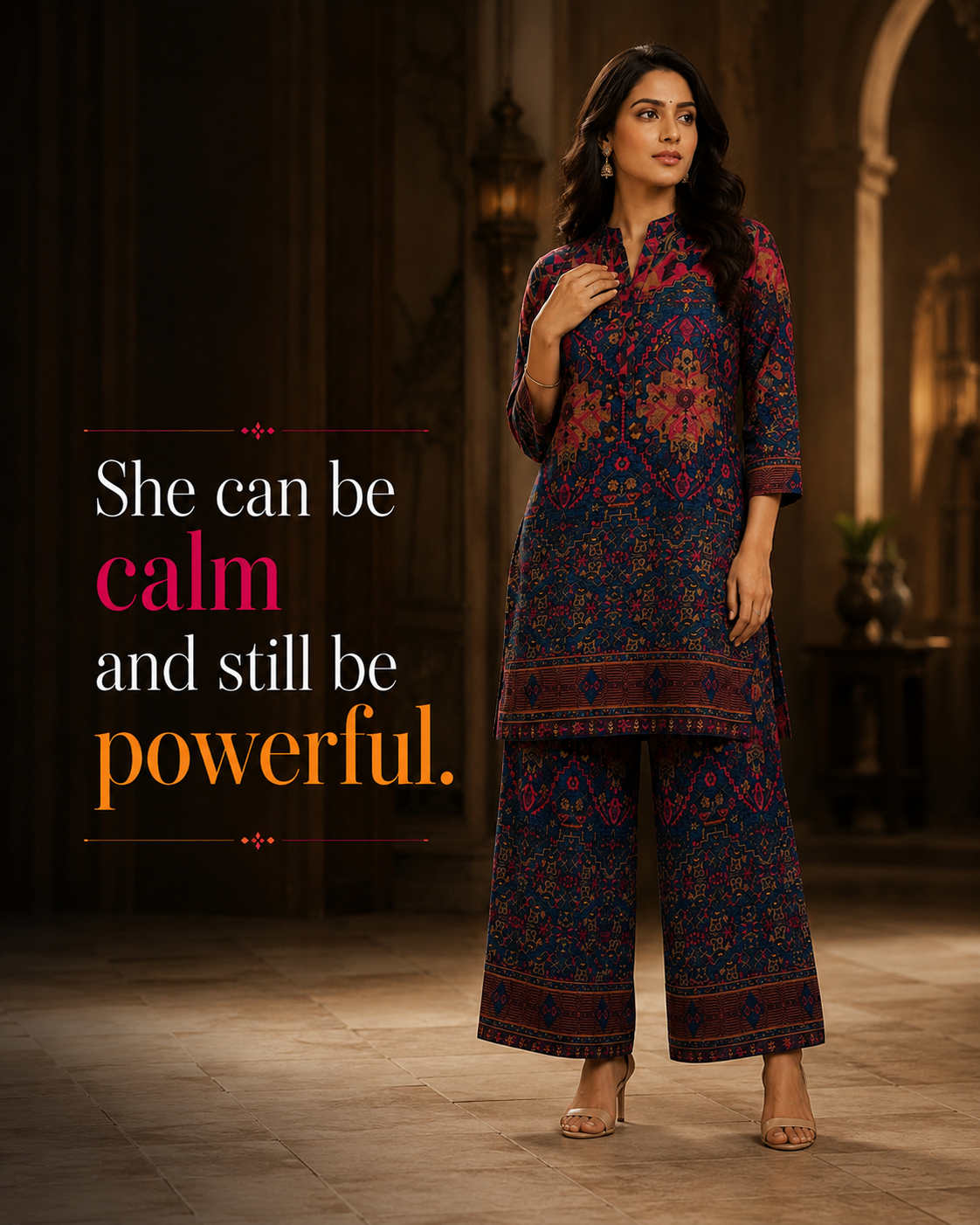 She can be calm and still be powerful — UgraShe printed co-ord set